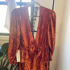 Topshop Orange Velvet Minidress, NWT size 6